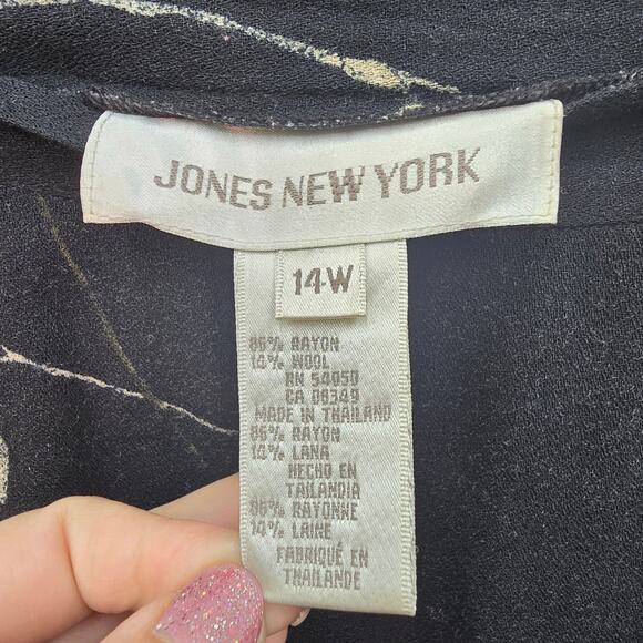 VTG Jones New York Maxi Skirt Womens 14W Wool Whimsigoth Dark Floral Romantic 90 - Picture 4 of 6